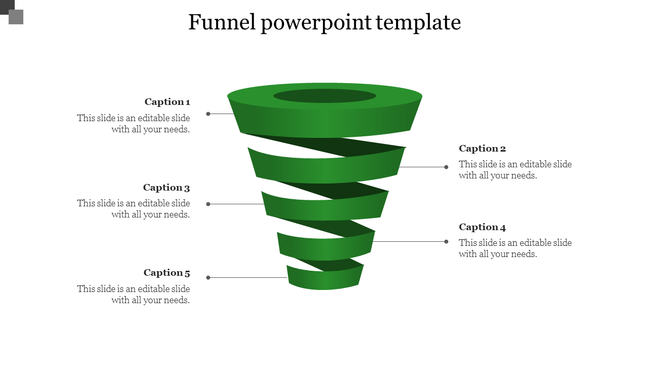 Free - Creative Funnel PowerPoint Template In Green Color